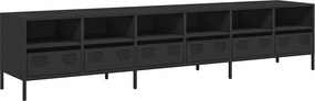 vidaXL fekete hidegen hengerelt acél TV-szekrény 202 x 39 x 43,5 cm