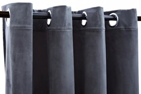 2 db antracit bársony sötétítőfüggöny gyűrűkkel 140 x 255 cm