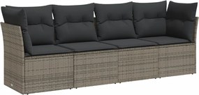 vidaXL 4 részes szürke polyrattan kerti ülőgarnitúra párnákkal