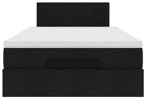 Ottomán ágy matraccal fekete 120x190 cm szövet