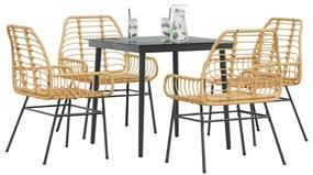 vidaXL 5 észes barna polyrattan üveg kerti étkezőgarnitúra