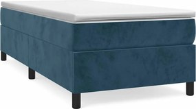vidaXL sötétkék bársony rugós ágy matraccal 90x190 cm