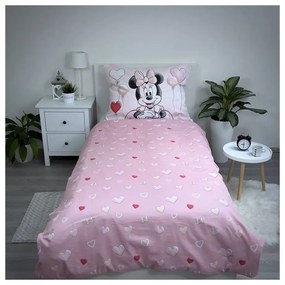 Rózsaszín egyszemélyes pamut gyerek ágyneműhuzat 140x200 cm Minnie "Balloon" – Jerry Fabrics