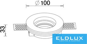 UNIVERSO Gipsz süllyesztett spot lámpatest 1xGU10 ∅100x33mm IP20 fehér