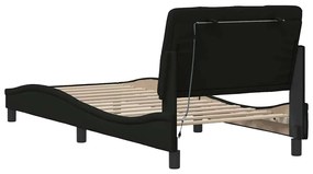 fekete szövet ágykeret LED-ekkel matrac nélkül 90x200 cm