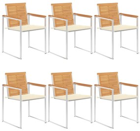 vidaXL 6 db tömör tíkfa kerti szék párnával