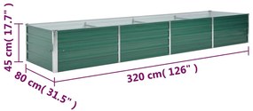 zöld horganyzott acél kerti magaságyás 320 x 80 x 45 cm