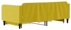 sárga kihúzható bársony heverő fiókkal 100 x 200 cm