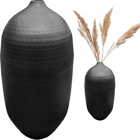 Magas Padlóváza 48cm Fekete loft fém nappali ágakhoz