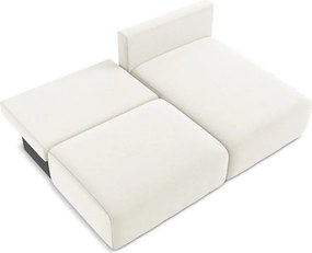 Krémszínű bársony kinyitható-tárolóhelyes sarokkanapé (jobb oldali-heverő résszel) Kalena – Makamii