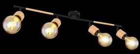 Globo 54031-4 Spotlámpa fém matt fekete váz, fa betéttel kombinálva. HxSZxM:800x80x170, fényforrás nélkül 4xE27 40W 230V