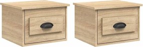 vidaXL 2 db sonoma tölgy falra szerelhető éjjeliszekrény 41,5x36x28 cm