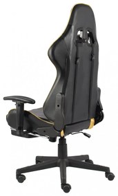 aranyszínű PVC forgó gamer szék lábtartóval