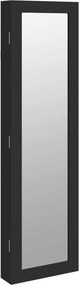 vidaXL fekete falra szerelhető tükrös ékszerszekrény 30x8,5x106 cm