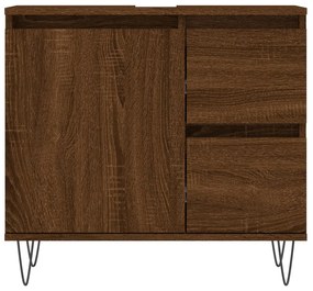 Barna tölgyszínű szerelt fa fürdőszobaszekrény 65x33x60 cm