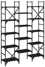 fekete szerelt fa könyvespolc 127,5x28,5x172,5 cm