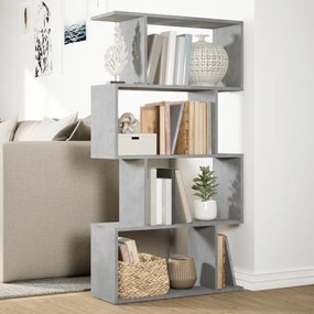 4 szintes betonszürke fa térelválasztó könyvespolc 70x24x129 cm