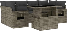 vidaXL 7 részes szürke polyrattan kerti ülőgarnitúra párnákkal