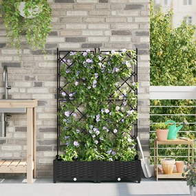 Trellis-es Ültető 2 db Fekete 80x40x125.5 cm