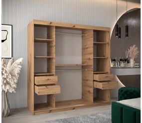 Ruhásszekrény 200 cm Toki 1 (artisan tölgy + matt fekete). 1064938