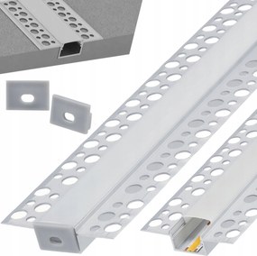 Led profil Regips 1m Led szalagokhoz Eloxált tejüveg kupak szett