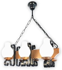 Brilagi - Csillár láncon QUEEN 6xE14/40W/230V bükkfa/dió