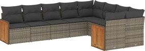 vidaXL 9 részes szürke polyrattan kerti ülőgarnitúra párnákkal