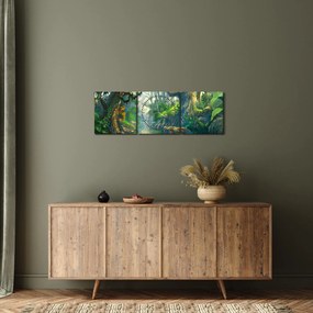 Kép - Egy trópusi erdő illusztrációja (órával) (90x30 cm)