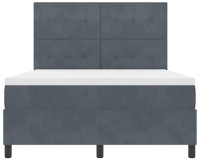 Boxspring Ágy Matraccal &amp; LED Fekete Szürke 160x200 cm Bársony