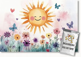 Fotótapéta Flizelina Gyerekek Virágok Nap Pillangók Mosoly 250x175 ragasztó