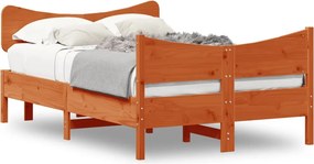 vidaXL viaszbarna tömör fenyőfa ágy matrac nélkül 120 x 190 cm