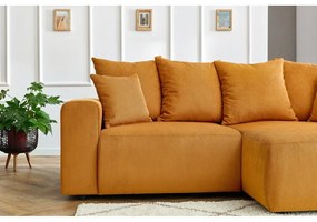 Okkersárga bársony sarokkanapé Enjoy – Bobochic Paris