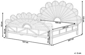 Világosbarna rattan franciaágy 160 x 200 cm FLORENTINE Beliani