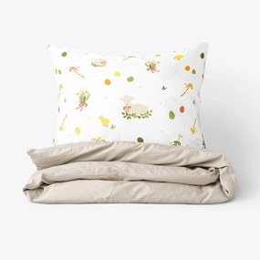 Goldea húsvéti pamut ágyneműhuzat duo - húsvéti, latte színű hátoldal 140 x 200 és 50 x 70 cm