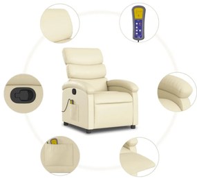 krémszínű műbőr dönthető masszázsfotel