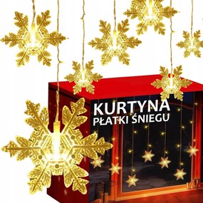 Lámpák 3m 96 Led Ablak Fényfüggöny Karácsonyi Hópelyhek Meleg