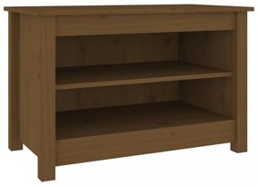 mézbarna tömör fenyőfa cipőtároló pad 70x38x45,5 cm