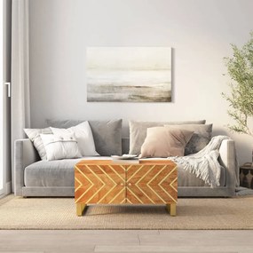 Barna és fekete tömör mangófa dohányzóasztal 80 x 50 x 40 cm