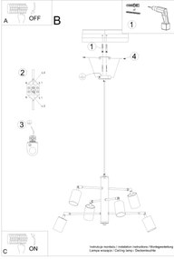 Sollux SL.1206 - Csillár zsinóron LEMMI 6xGU10/10W/230V fehér