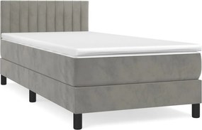 vidaXL világosszürke bársony rugós ágy matraccal 90x190 cm