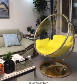 Függő fotel állvánnyal, átlátszó/ezüst/szürke, BUBBLE NEW TYP 2