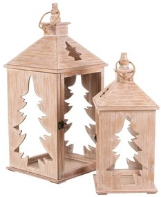 Fából készült lámpás készlet, 2 db, természetesszínű