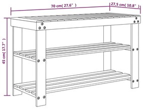 3 szintes bambusz cipőtartó 70 x 27,5 x 45 cm