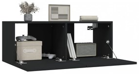 2 db fekete szerelt fa TV-szekrény 80 x 30 x 30 cm