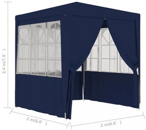 kék rendezvénysátor oldalfalakkal 2 x 2 m 90 g/m²