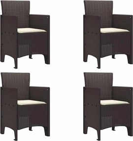 vidaXL Kerti Szék párnával 4 pcs Barna 53 x 49 x 85 cm Polipropilén