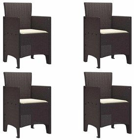 vidaXL Kerti Szék párnával 4 pcs Barna 53 x 49 x 85 cm Polipropilén