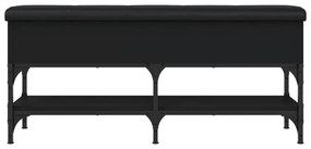 fekete szerelt fa cipőtároló pad 102 x 32 x 45 cm