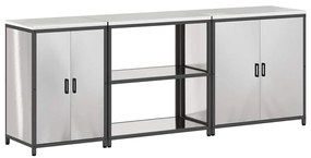 Konyhai Tároló Készlet polcokkal 3 pcs Ezüst 240 x 50 x 92 cm