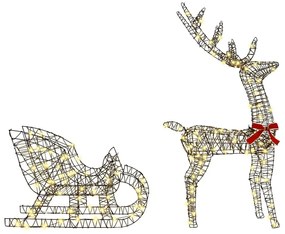 Rénszarvas húzta szán Meleg fehér 70 x 26 x 128.5 cm Rattan